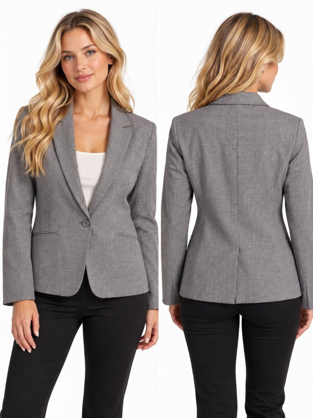 Nine West Stretch Single Button Blazer Suit Jacket Gray Women’s XL Workwear